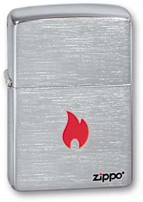 Зажигалка ZIPPO Flame Brushed Chrome, латунь с никеле-хромовым покрыт. серебр., матовая, 36х56х12 мм