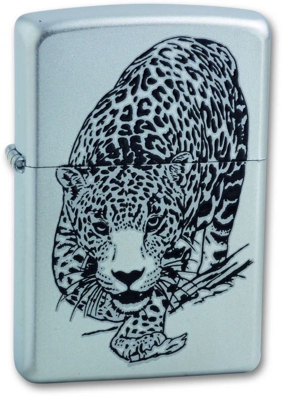 Зажигалка ZIPPO Leopard Satin Chrome, латунь с никеле-хромовым покрыт., серебр., матовая, 36х56х12мм