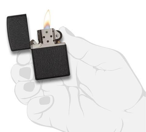 Зажигалка ZIPPO Classic с покрытием Black Crackle™, латунь и сталь, чёрная, матовая, 36x12x56 мм