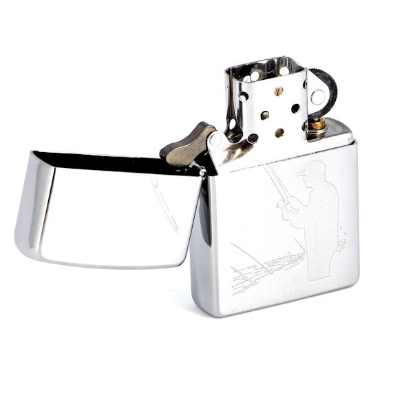 Зажигалка ZIPPO Fisherman Brushed Chrome, латунь, ник-хром. покр., сереб., матов., 36х56х12 мм