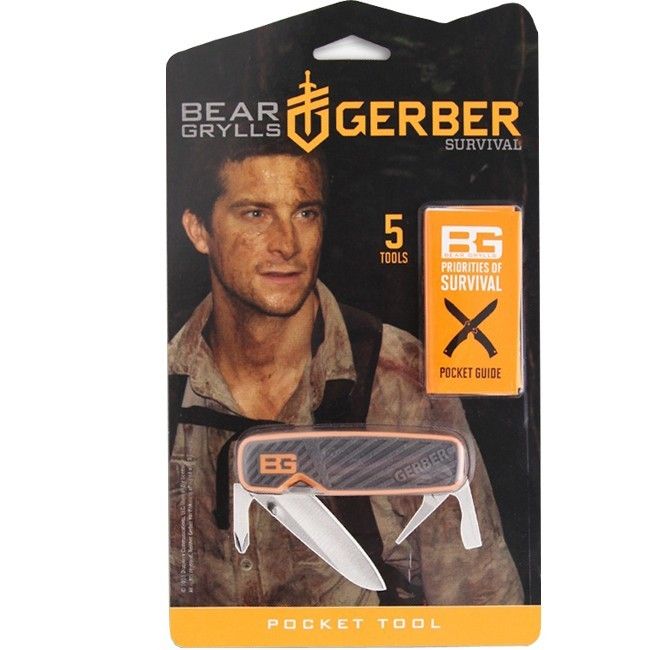 Мультитул Gerber Bear Grylls Pocket Tool, сталь 5Cr15, прорезиненная рукоять