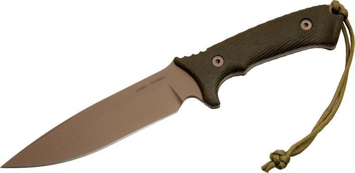 Нож с фиксированным клинком Spartan Blades Harsey Difensa, сталь CPM-S35VN Flat Dark Earth, рукоять зеленая микарта, чехол мультикам