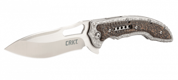 Складной нож CRKT Fossil Small, сталь 8Cr13MoV, рукоять нержавеющая сталь, накладки G-10