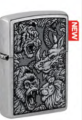 Зажигалка ZIPPO Jungle Design с покрытием Street Chrome, латунь/сталь, серебристая