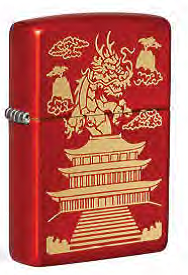 Зажигалка ZIPPO Eastern Design с покрытием Metallic Red, латунь/сталь, красная