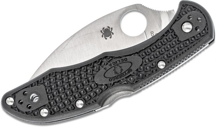 Нож складной Delica 4 Lightweight Spyderco 11FPWCBK, сталь VG-10 Satin Plain Wharncliffe, рукоять термопластик FRN, чёрный