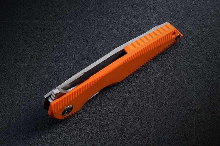 Складной нож Rikeknife RK802G Orange, сталь 154CM, титан/G10