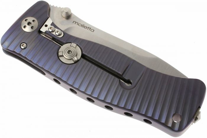 Нож складной LionSteel SR1 V (VIOLET), сталь Sleipner Satin Finish, рукоять титан по технологии SOLID®, фиолетовый