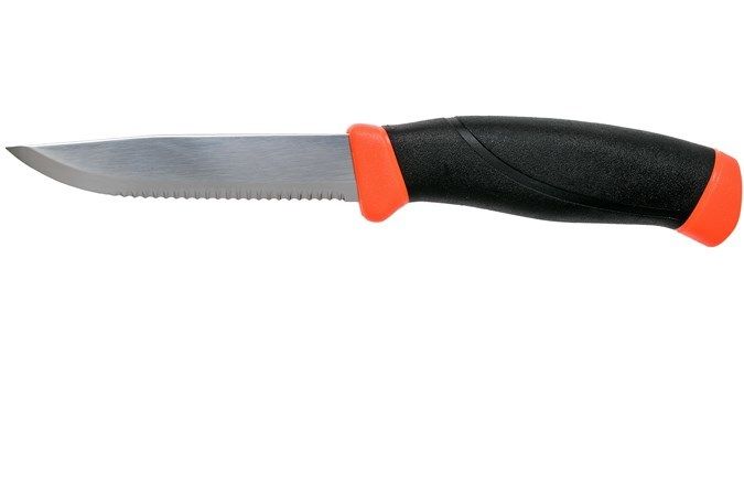 Нож с фиксированным лезвием Morakniv Companion F серрейтор, сталь Sandvik 12С27, рукоять резина/пластик