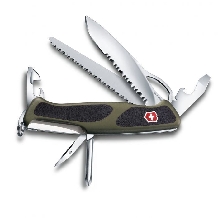 Нож перочинный Victorinox RangerGrip, сталь X55CrMo14, рукоять полиамид, чёрно-зеленый