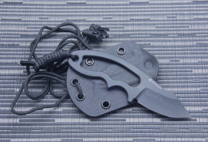 Нож с фиксированным клинком Hogue EX-F03 Neck Knife, сталь 154CM Black Ceracote, рукоять нержавеющая сталь