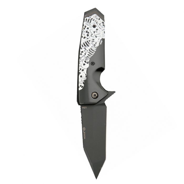 Нож складной Hogue EX-02 Tanto, сталь 154CM, рукоять ABS-пластик Skulls & Bones