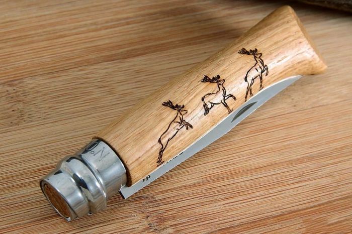 Складной Нож Opinel №8 VRI Animalia Deer, нержавеющая сталь Sandvik 12C27, 001620, гравировка олень