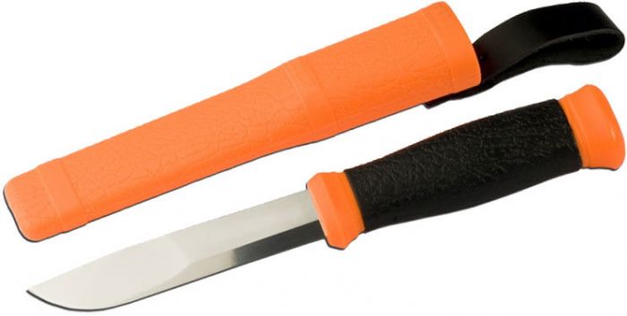 Нож с фиксированным лезвием Morakniv Outdoor 2000 Orange, сталь Sandvik 12C27, рукоять резина/пластик