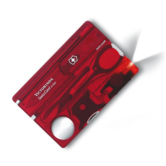 Швейцарская карта Victorinox SwissCard Lite, сталь X50CrMoV15, рукоять ABS-пластик, полупрозрачный красный