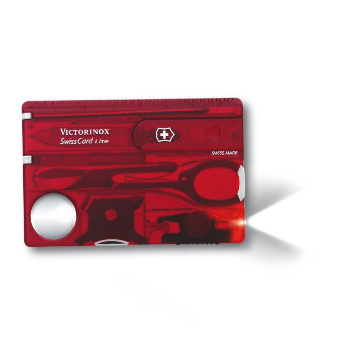 Швейцарская карта Victorinox SwissCard Lite, сталь X50CrMoV15, рукоять ABS-пластик, полупрозрачный красный