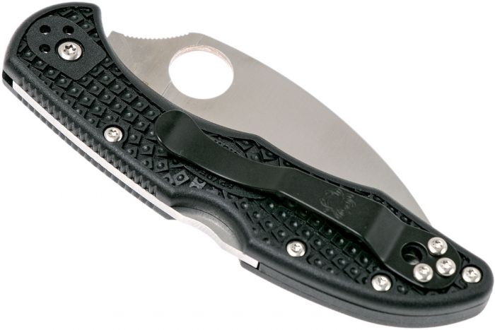 Нож складной Delica 4 Lightweight Spyderco 11FSWCBK, сталь VG-10 Satin Serrated Wharncliffe, рукоять термопластик FRN, чёрный