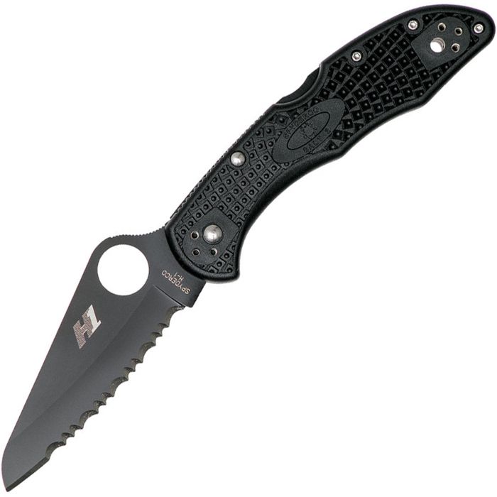 Складной нож Salt 2 - Spyderco 88SBBK2, сталь H-1 Black Titanium Carbonitride (TiCN) Serrated, рукоять термопластик FRN, чёрный