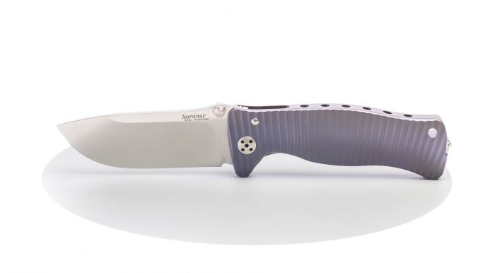 Нож складной LionSteel SR1 V (VIOLET), сталь Sleipner Satin Finish, рукоять титан по технологии SOLID®, фиолетовый