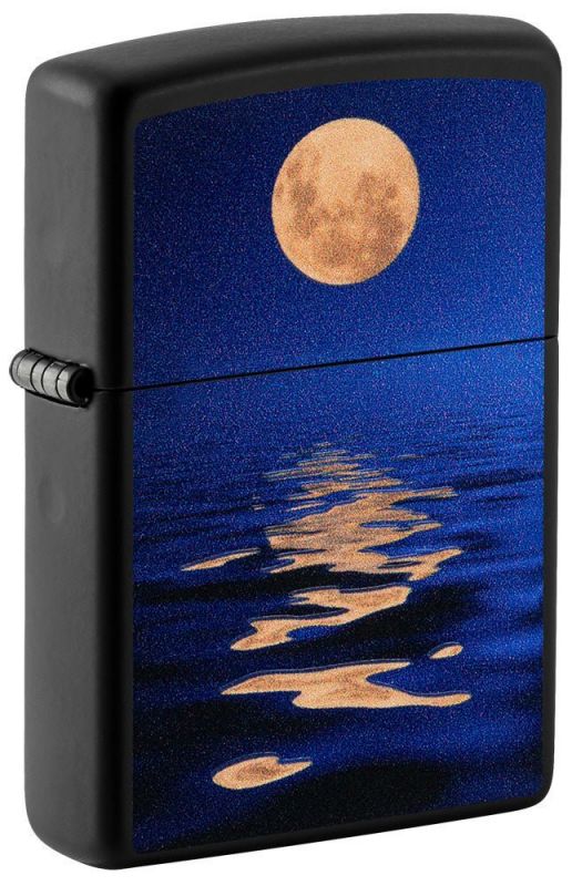 Зажигалка ZIPPO Moon Sunset с покрытием Black Light, латунь/сталь, чёрная, матовая